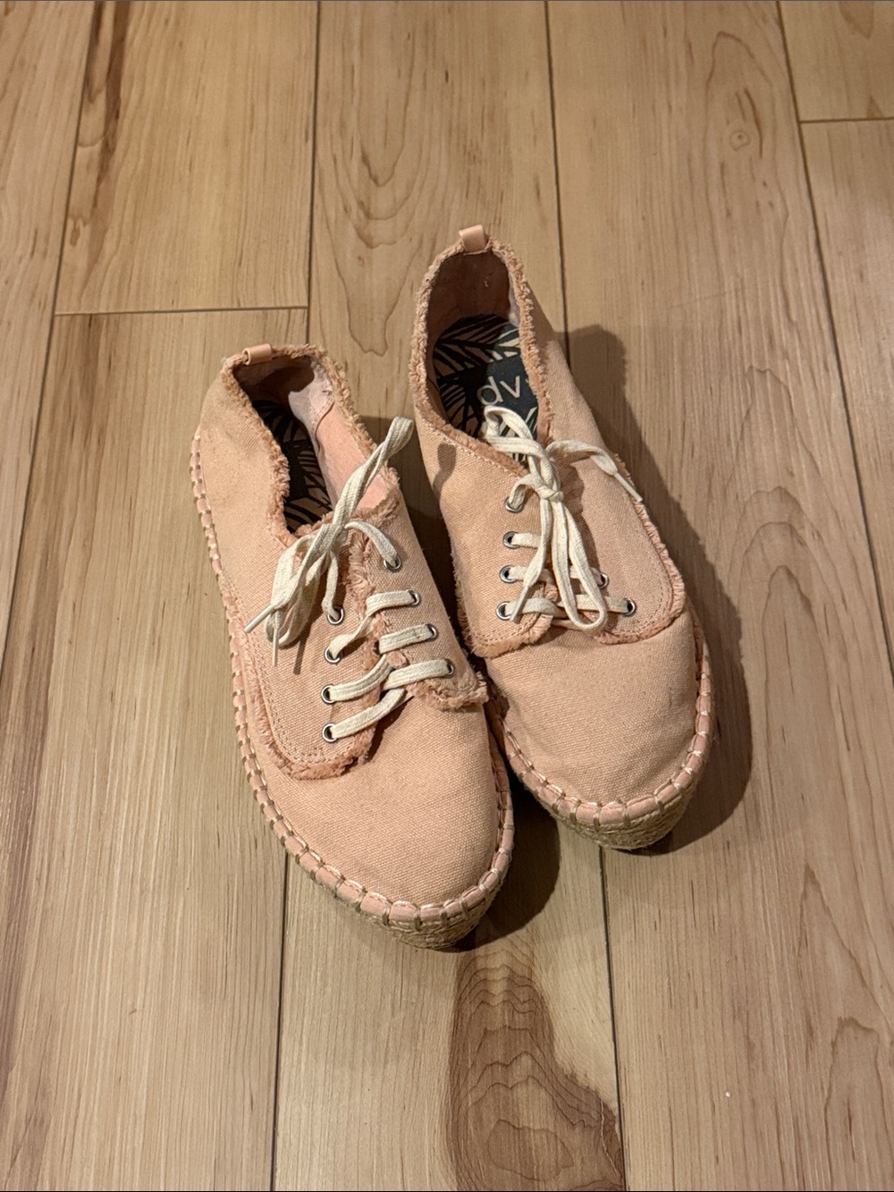 DV by Dolce Vita Peach Canvas Espadrille Lace-Up Sneakers